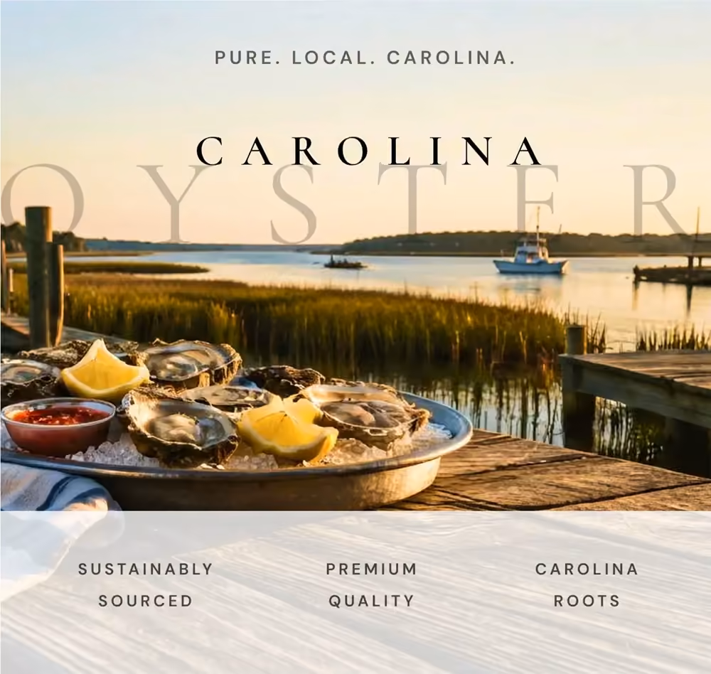 Carolina Oyster artwork: a marsh dock platter, ‘Pure. Local. Carolina.’